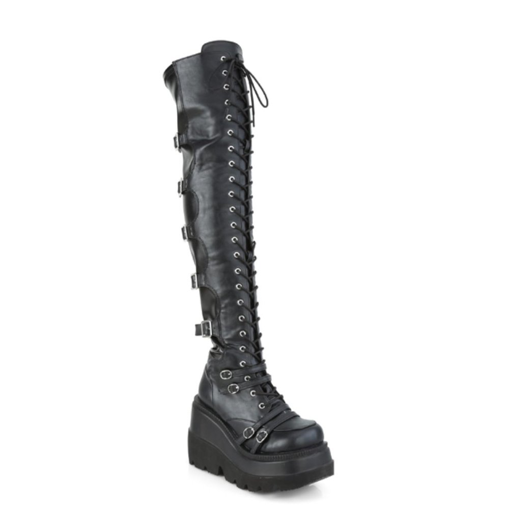 Thigh High Platform Goth Punk Rock Boots Shaker Stomper - Picture 14 of 17